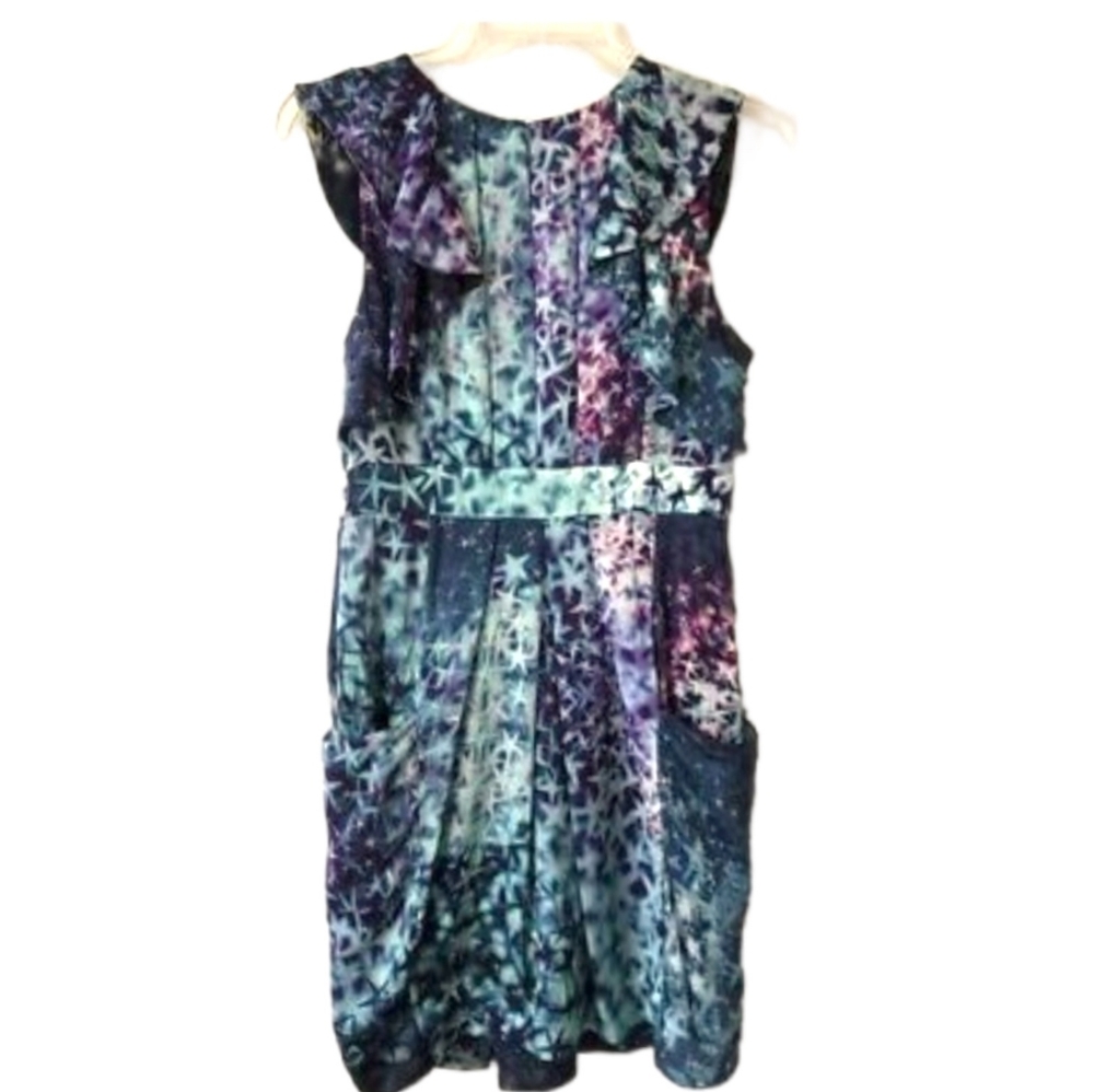 leifsdottir Navy Blue Purple Celestial Print Mini Dress - Picture 7 of 10